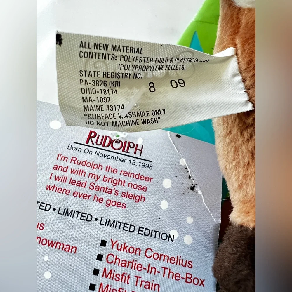 vintage Rudolph The Red-Nosed Reindeer Stuffins limited edition set 90s with tag